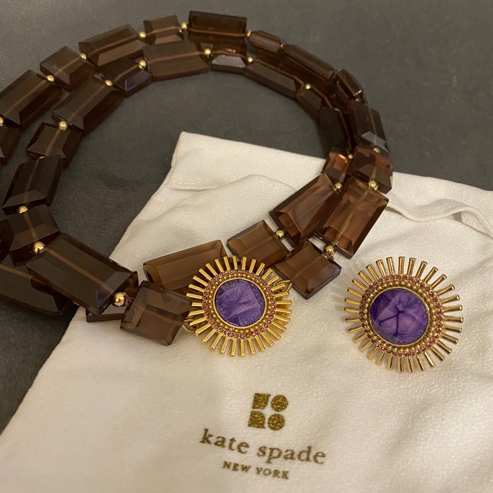 kate spade purple necklace and ring set